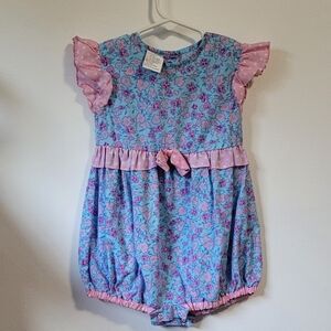 Cuties Floral Baby Romper with Pink Accents